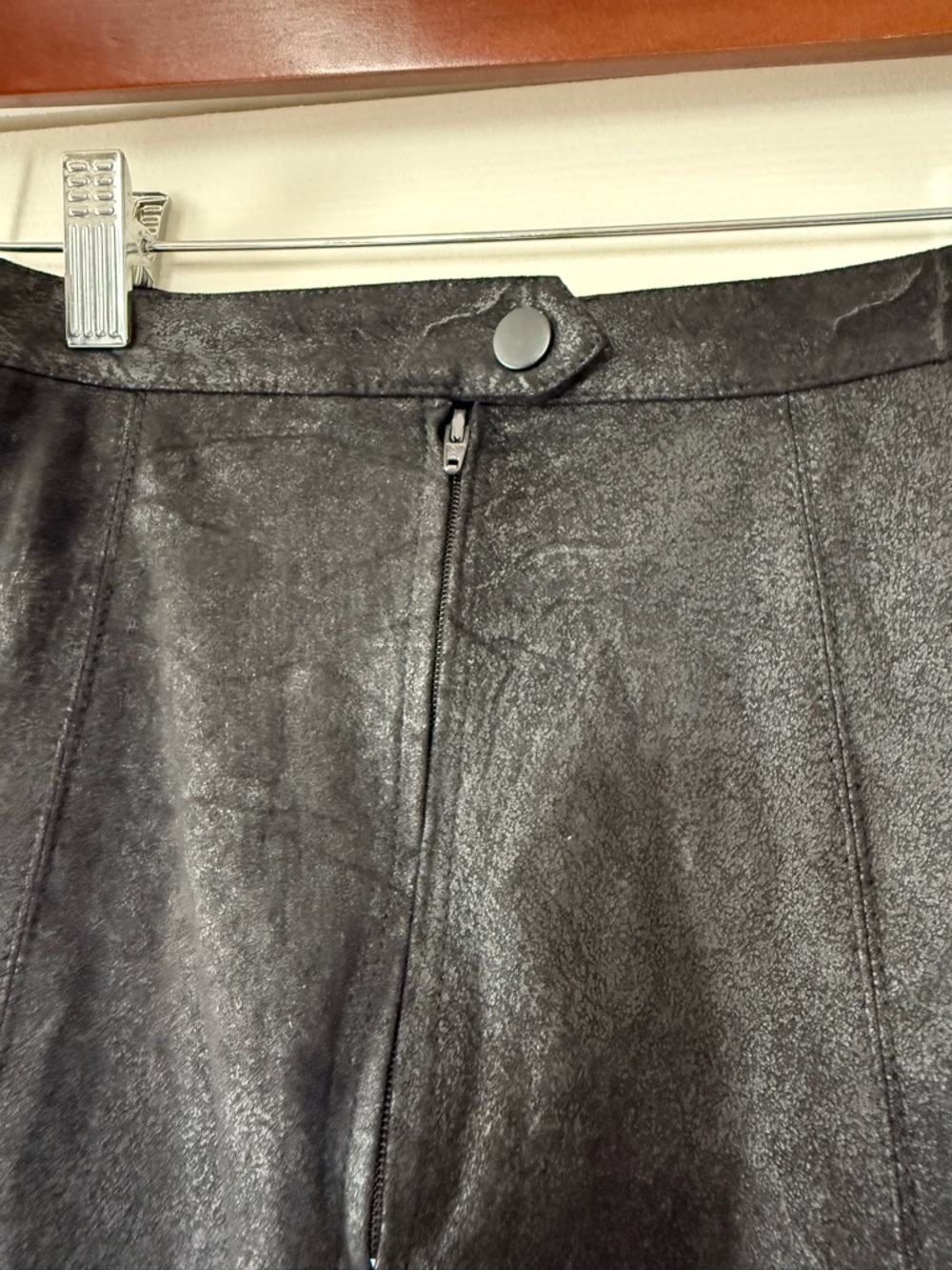 Free People Rumi Ruched Black Faux Leather Mini Skirt Size XS - Picture 6 of 10